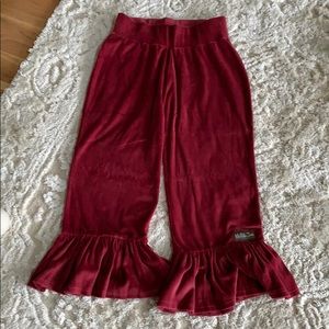 Matilda Jane Red Velvet Ruffle Pants